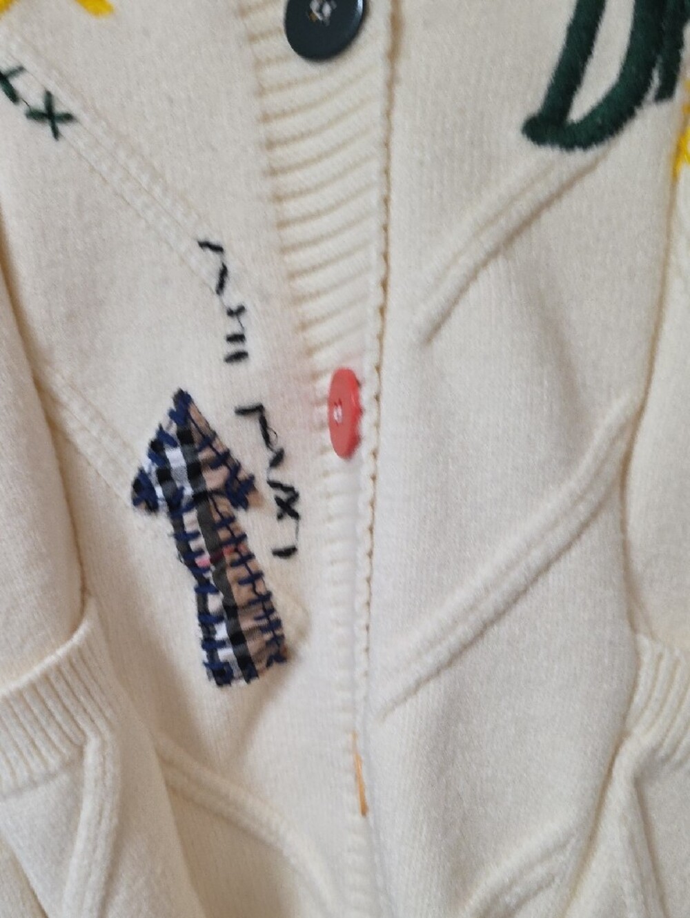 Women’s Cream Embroidered V-Neck Cardigan Sweater - Picture 5 of 6
